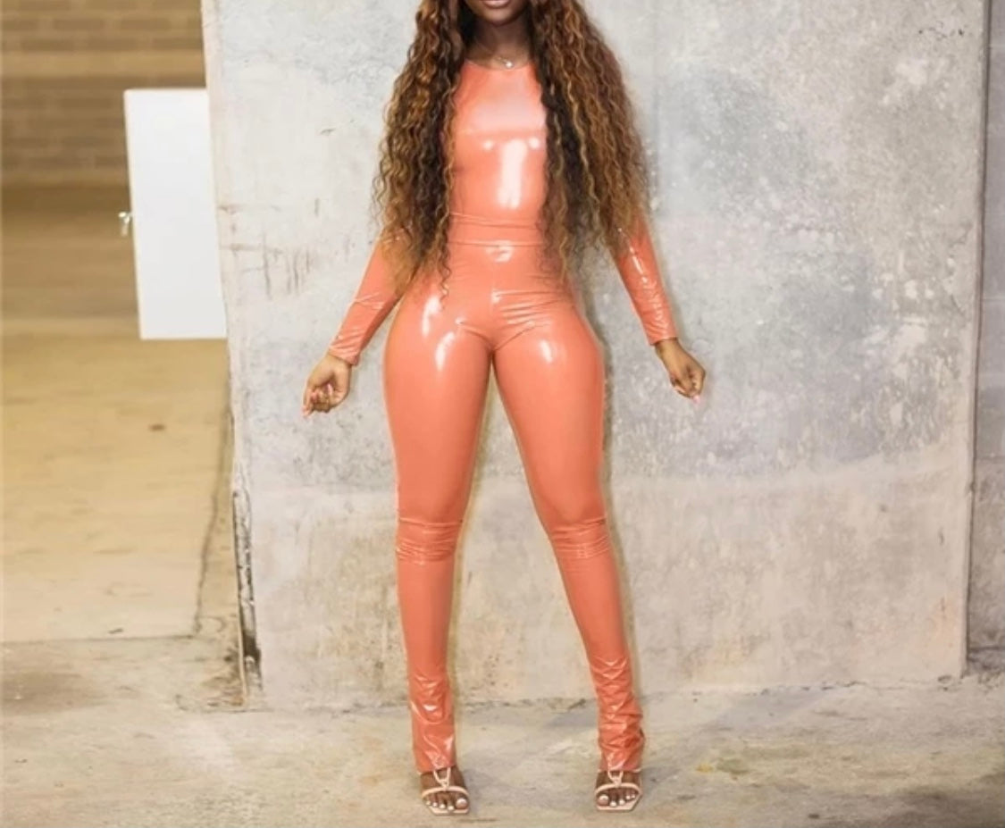 Patent Leather Pants Set