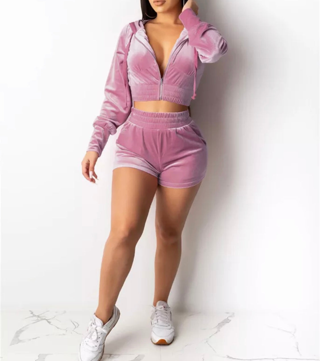 Long Sleeve Two Piece Shorts Set
