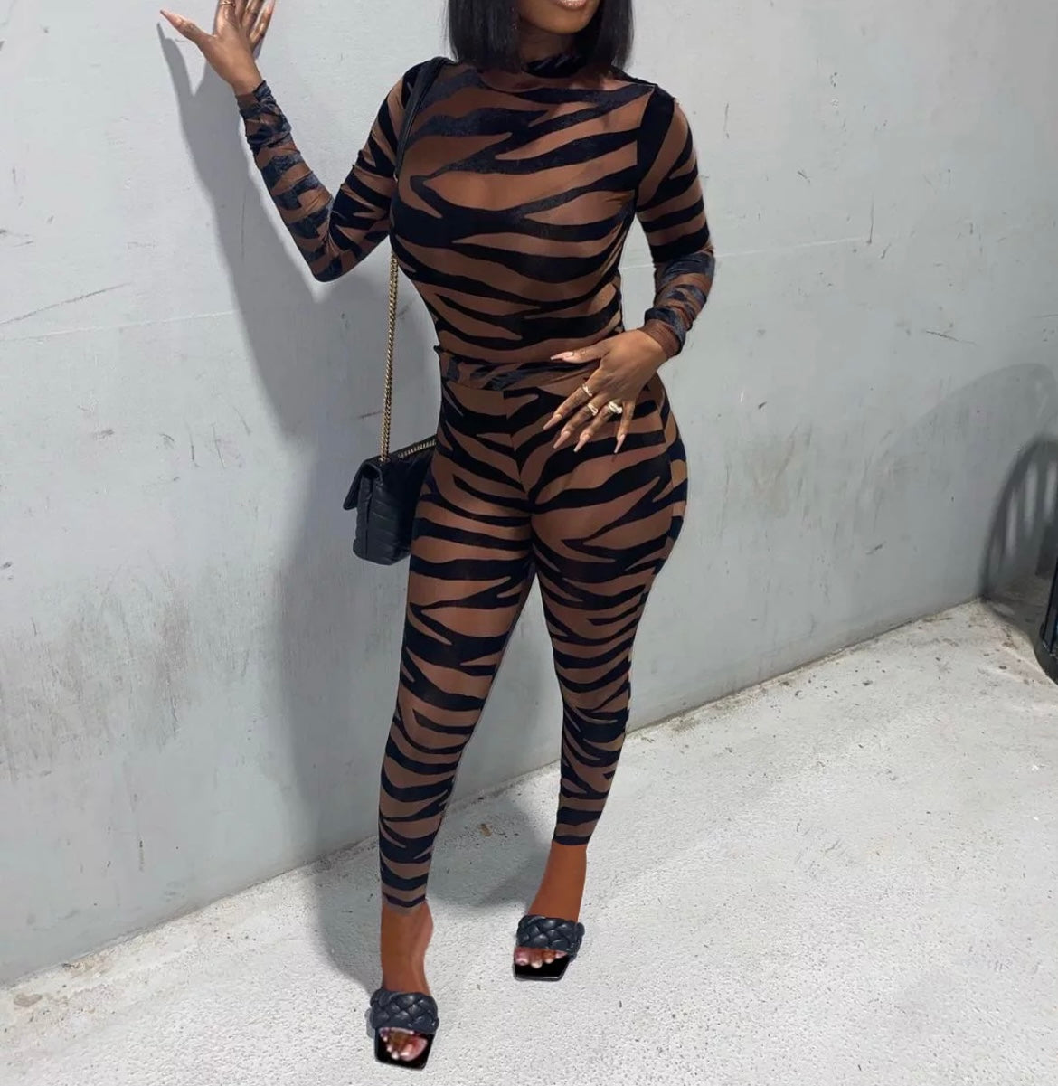 Stripped Mesh Two Piece